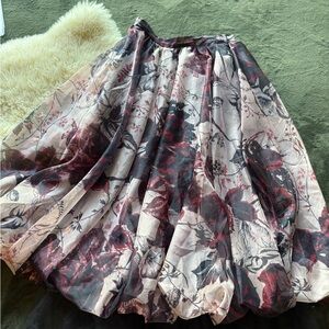 Anthropologie Red and Gray Bubble Midi Skirt